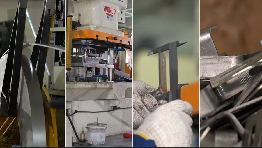 production of Vertical row double poles solar bracket